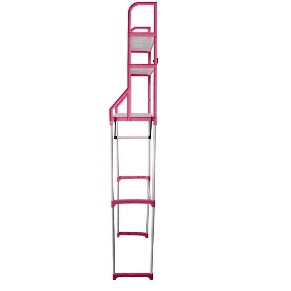 Estante Organizadora Banheiro Lavabo Lavanderia 3 Prateleiras Porta Toalhas Portatil Rosa