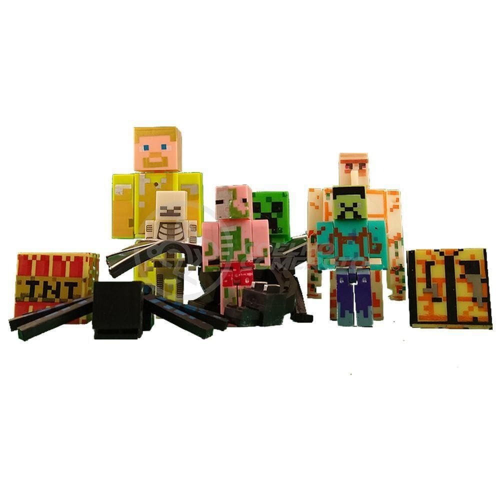 Kit Minecraft Dragão 3 Bonecos 1 Creeper 1 Aranha Azul