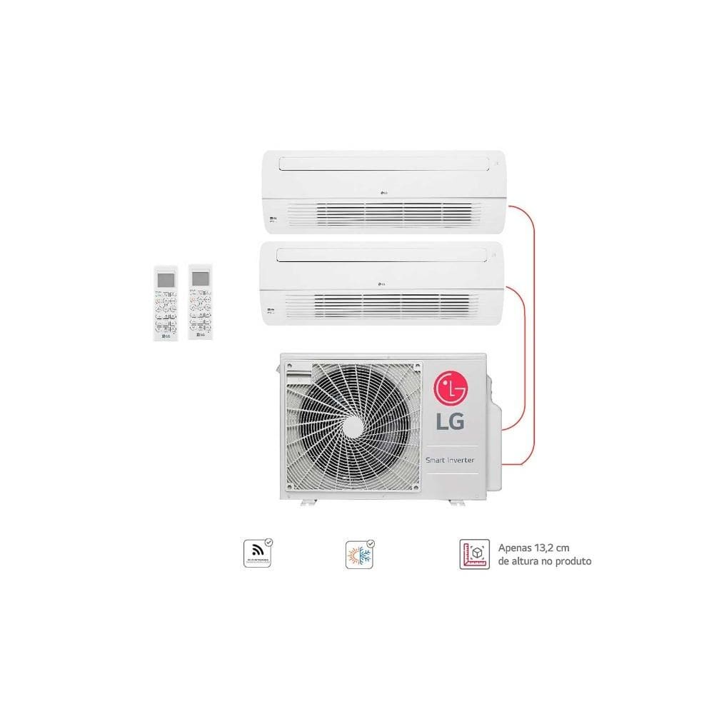 Ar condicionado Multi Split Inverter 2 ambientes (1via 2X 12.000BTUS) Quente/Frio WiFi integrado
