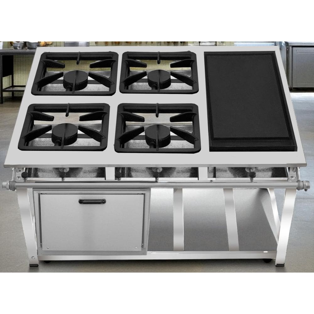 Fogão Industrial 4 Bocas com Chapa Ap P7 com Forno Leona