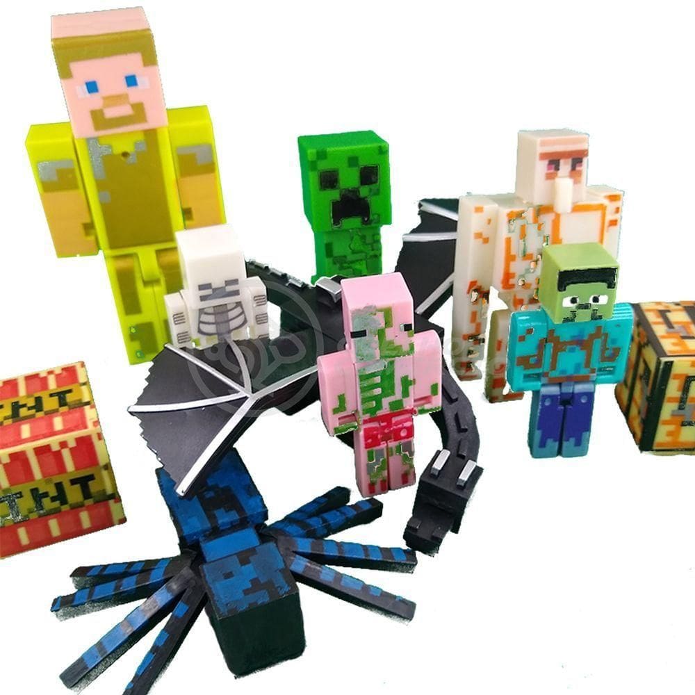 Kit Minecraft Dragão 3 Bonecos 1 Creeper 1 Aranha Azul