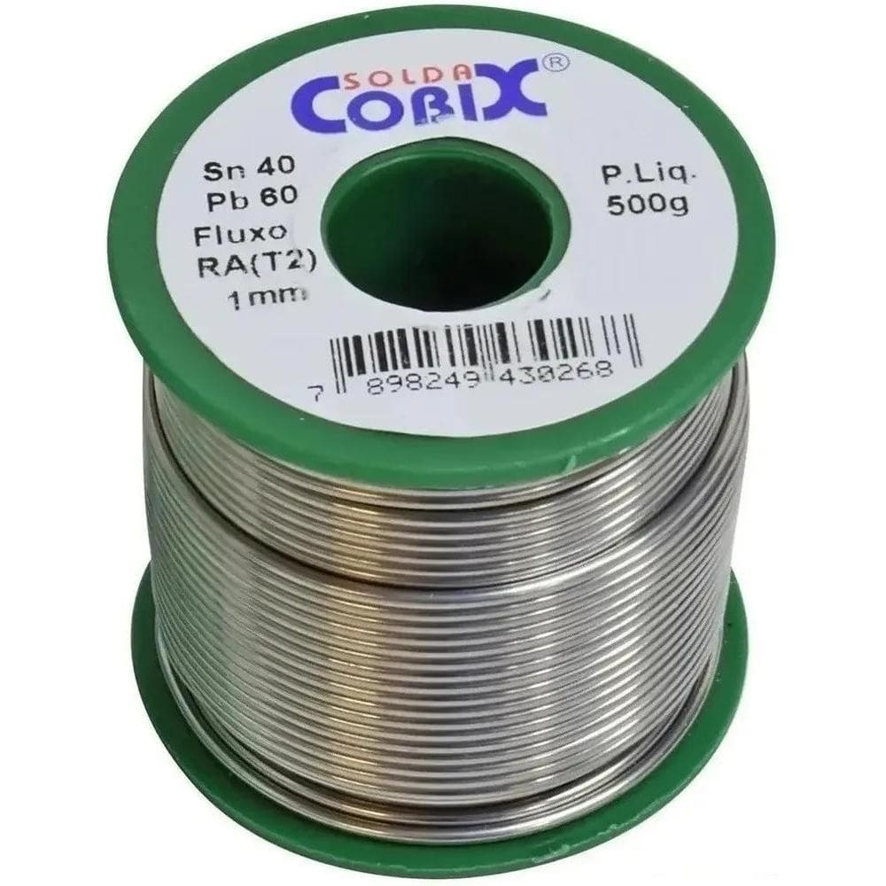 10X Solda Estanho 40X60 Fio 1.0Mm Com Fluxo Ra T2 500G - C