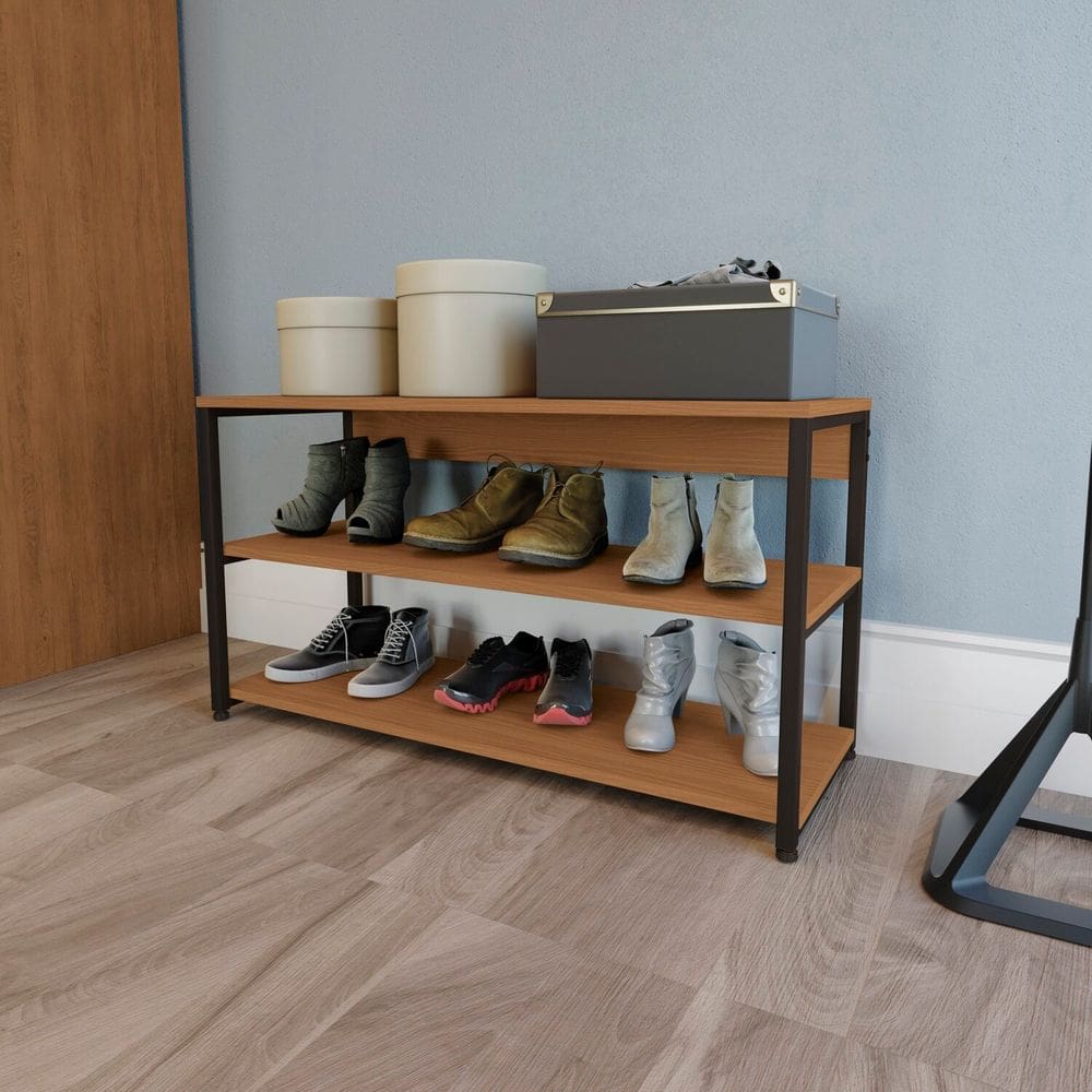 Sapateira para Quarto Kappesberg Industrial Canela/Preto