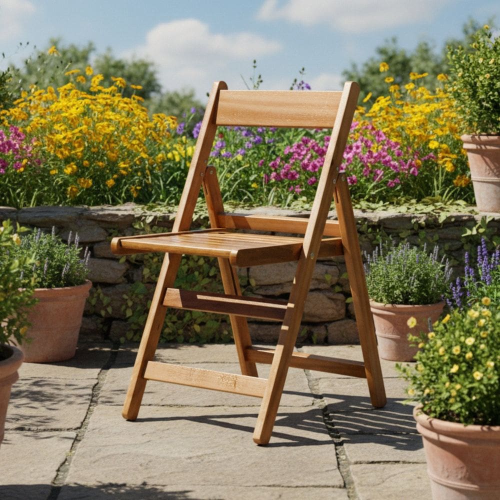 Cadeira para Jardim Dobrável Eucalipto Verniz Marrom