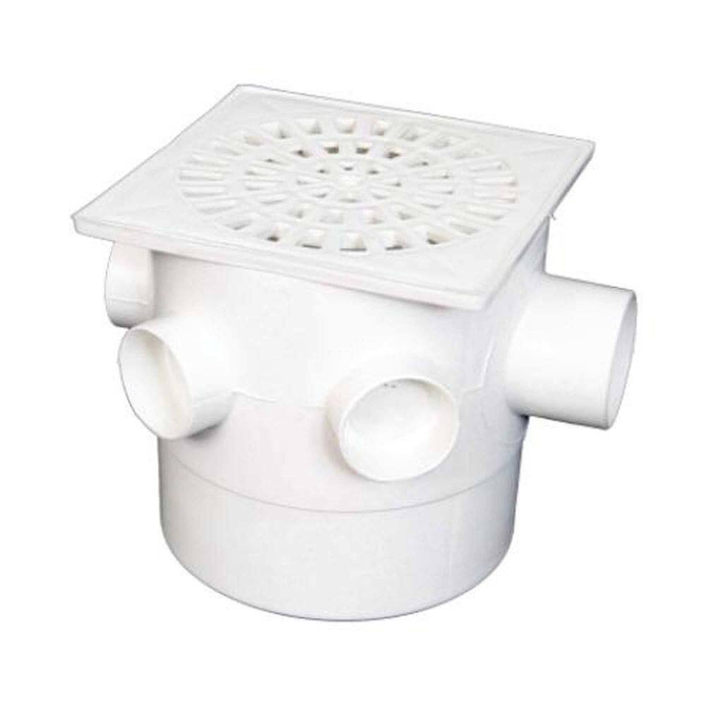 Caixa Sifonada Quadrada 150x120x50mm Pvc Branca - 3 Saídas - Grelha Quadrada - Sifão