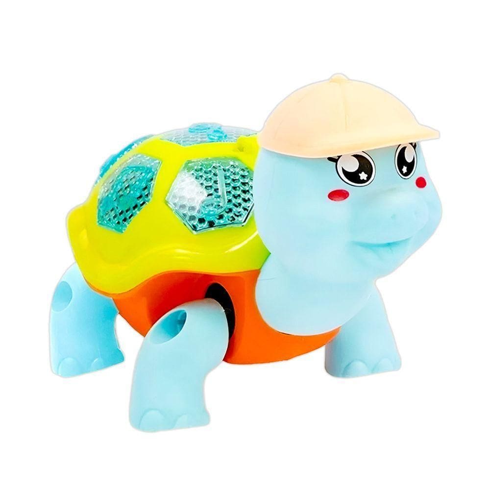 Tartaruga Brinquedo Infantil Dançante Som Luz Crianças Bebe Azul
