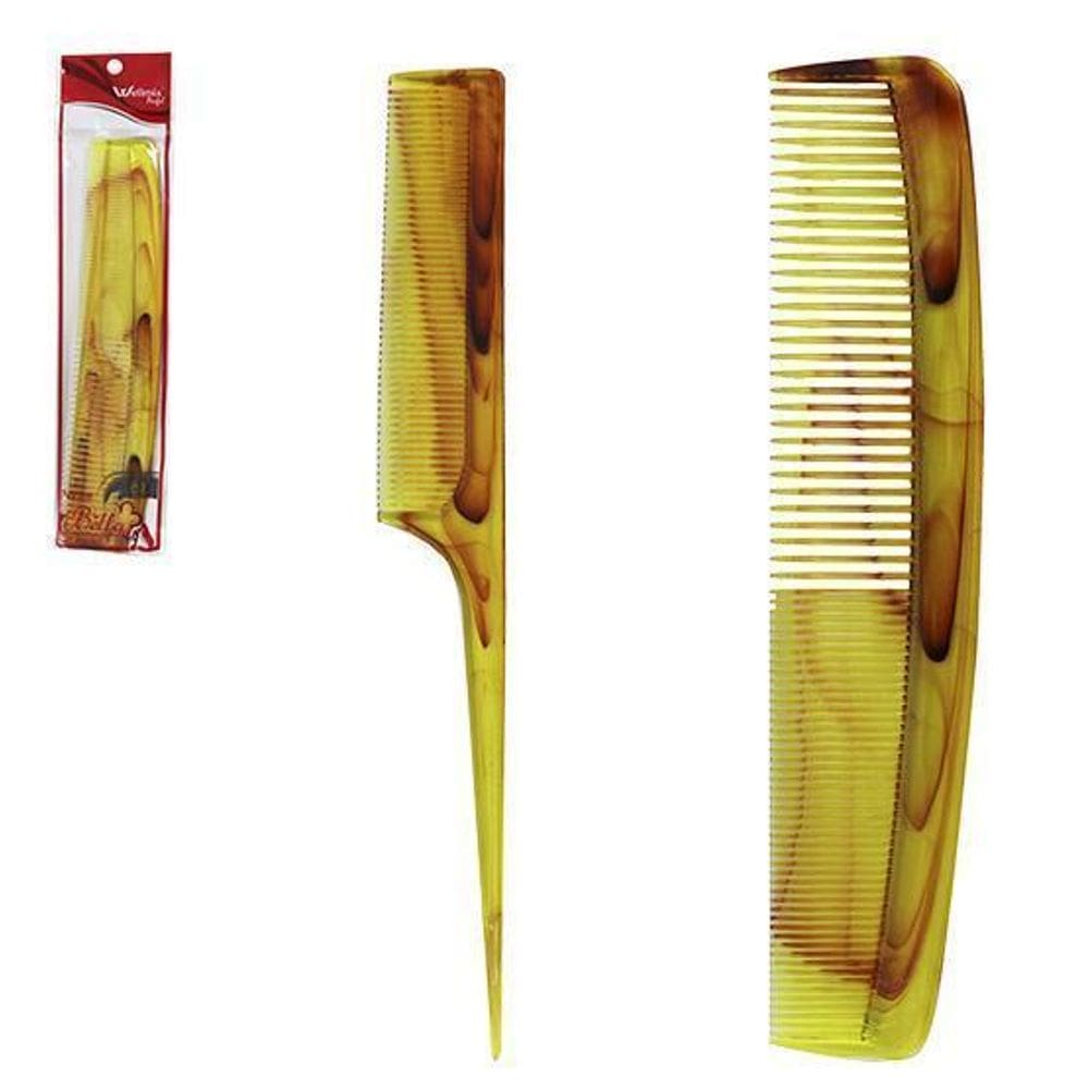 Pente Plastico Estreito/Largo Nº 1 Marrom Com 2 Pecas 22Cm