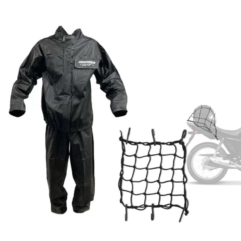 Capa De Chuva California Racing Pvc P + Elastico Aranha