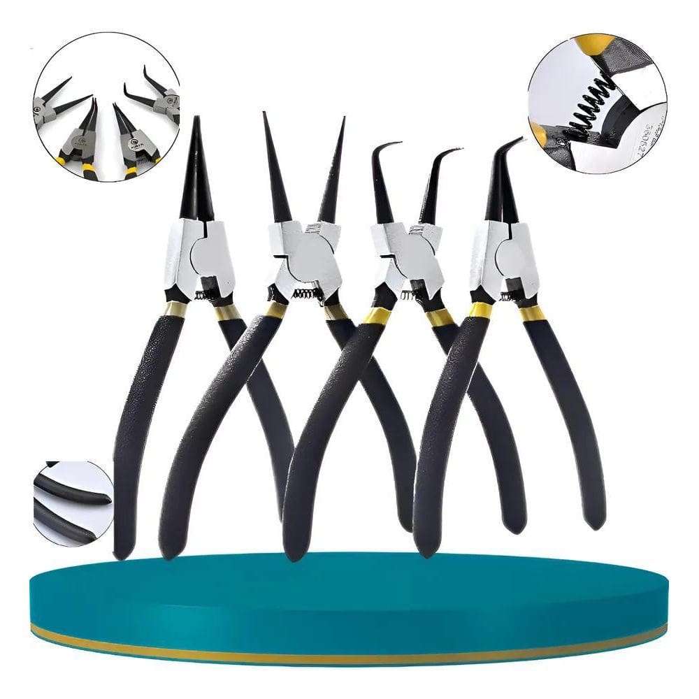 10X Jogo Kit Alicates Para Anel Trava De 7 Pol.4 Peças Int