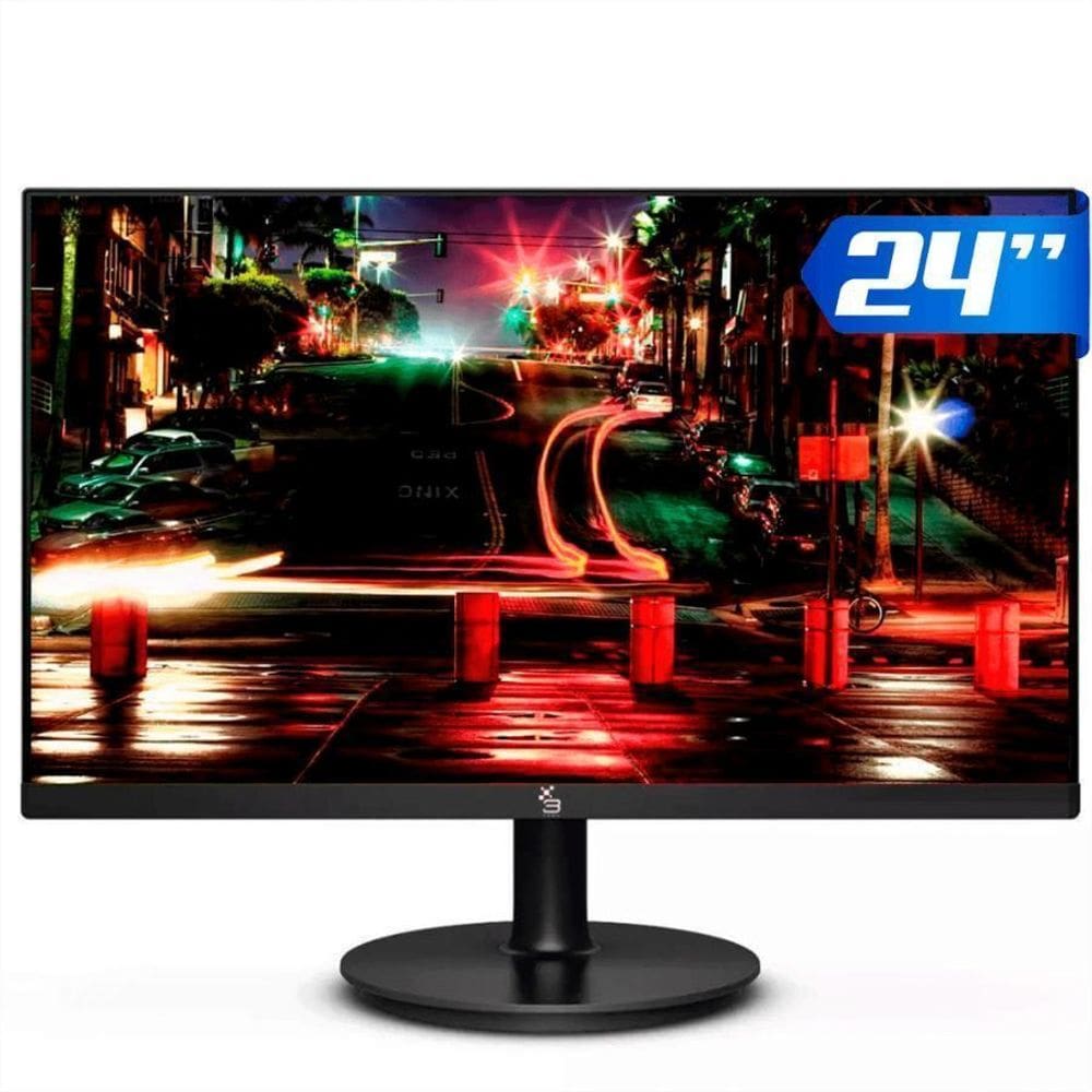 Monitor Gamer 24 Led Full HD 3Green VGA e HDMI  75Hz Preto