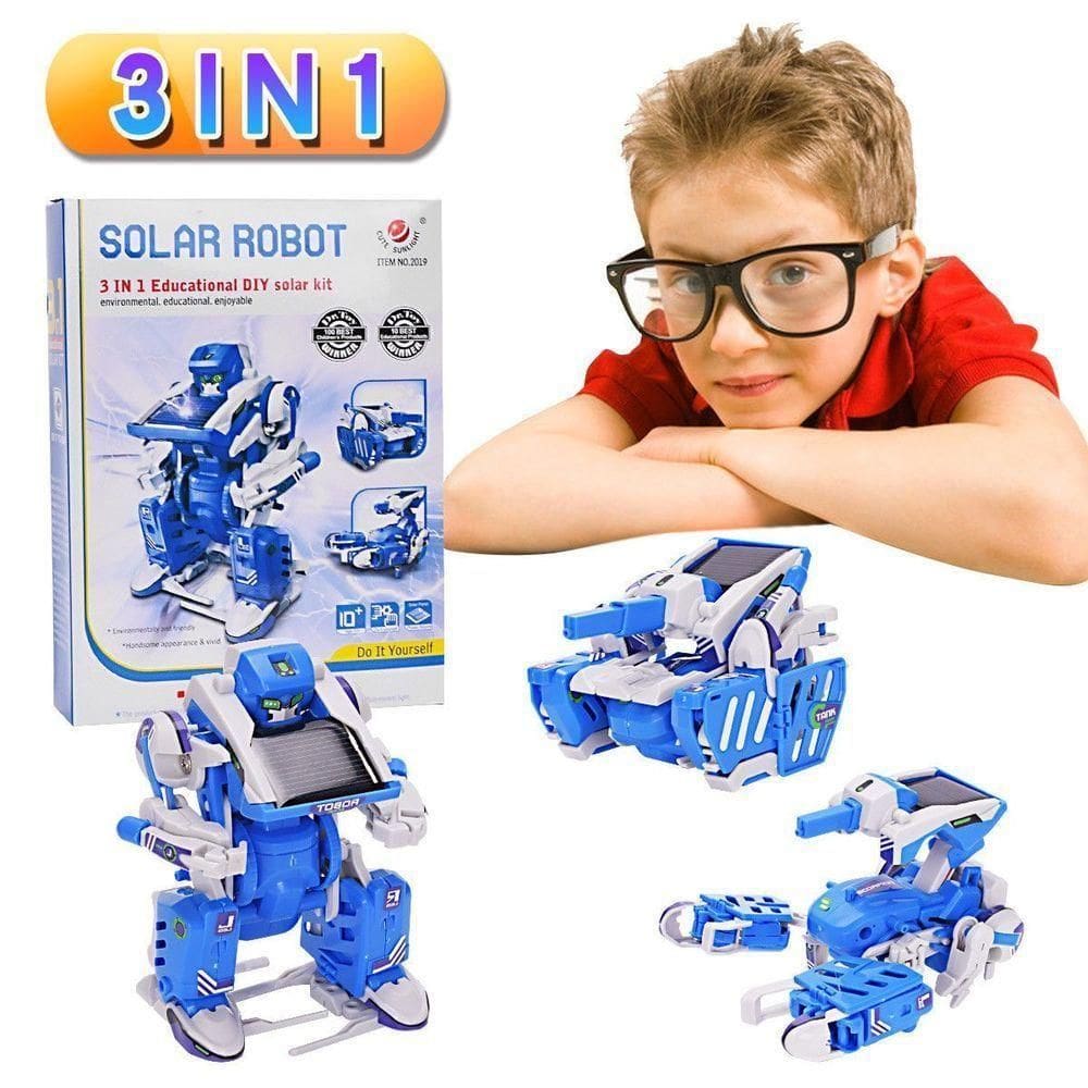 Kit Robo Solar 3 Em 1 Educacional Robotica Brinquedo Montar Kit Completo Eletronica Tanque Caminhao