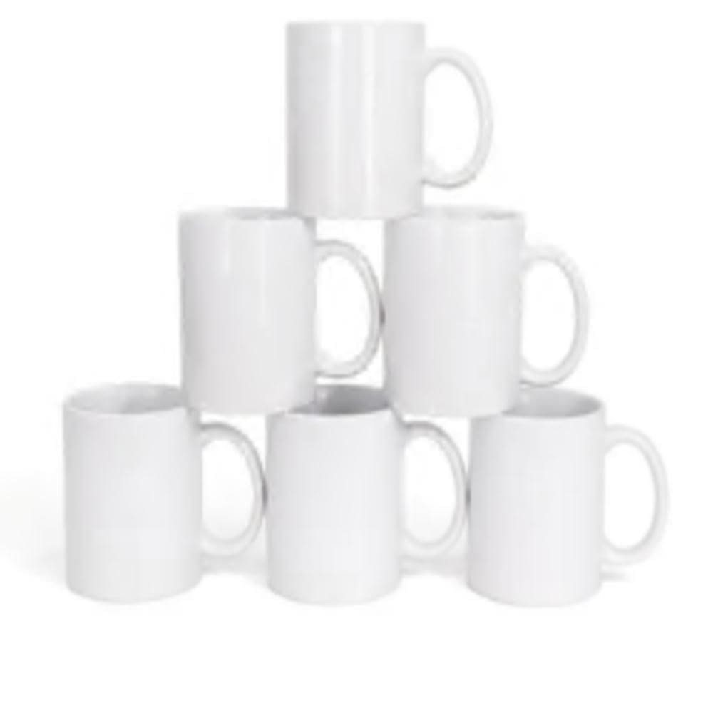 Kit 6 Caneca Ceramica Branca 325ml Conjunto Porcelana Classe Aaa Dtf Uso Diario Luxo Premium