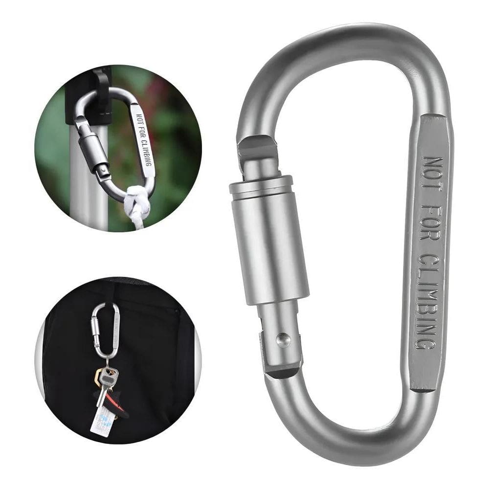 10X Chaveiro Mosquetão Trava Rosca Gancho Alumínio 8Cm