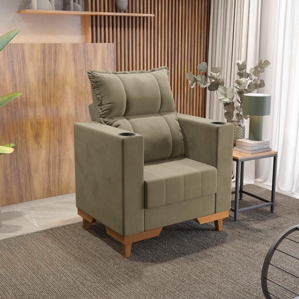 Poltrona Reclinável Kappesberg Florenza Veludo Bege