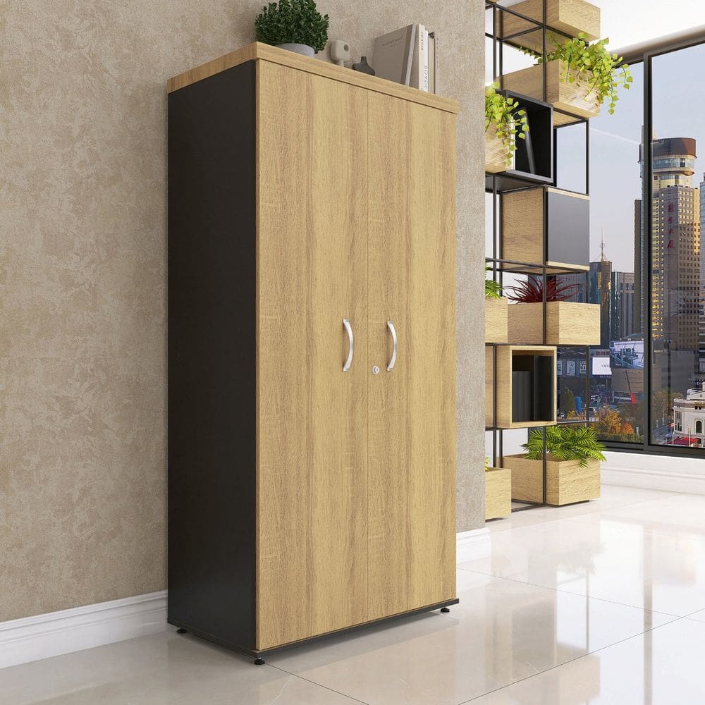 Armario Alto 02 Portas Pivotante 79,2 x 161,1cm Preto/Samba
