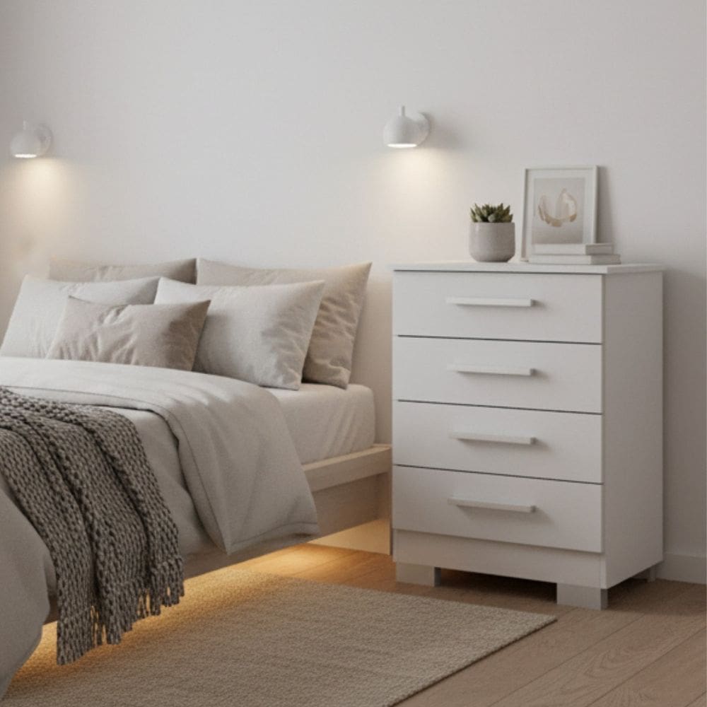 Cômoda para Quarto 4 Gavetas em Mdp Carol Branco