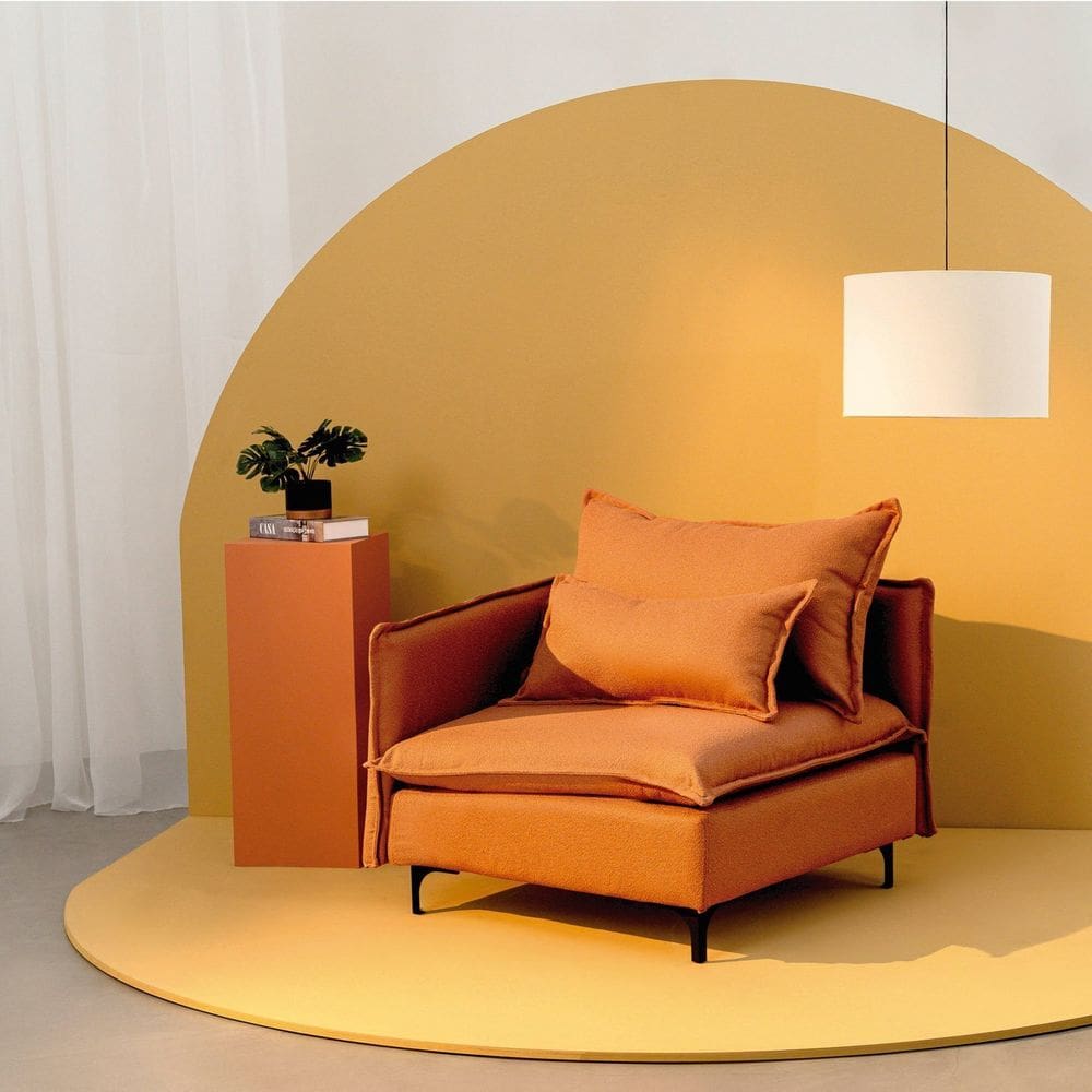 Sofá Modular Braço Lateral com Pé Metal Sôma Cabecasa Madeiramadeira Mocha Mousse