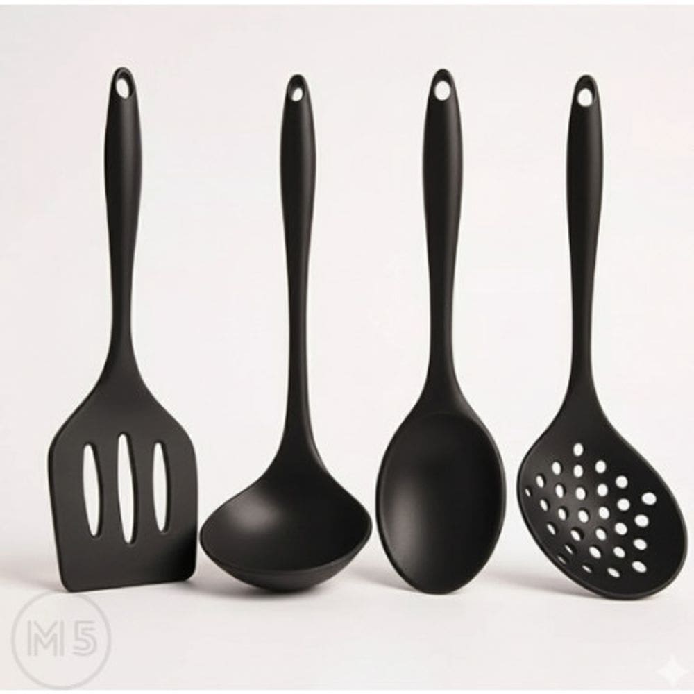 Kit 4 Utensílios de Cozinha Silicone Resistente  Não Risca