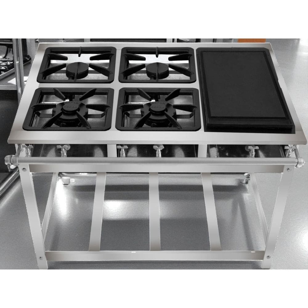 Fogão Industrial 4 Bocas com Chapa P7 em Aço Inox Leona