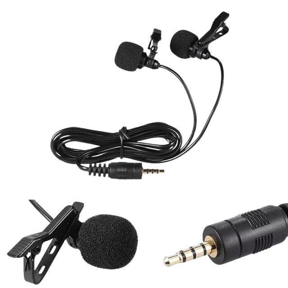 Microfone Lapela Duplo Profissional Celular Gravação Vídeo
