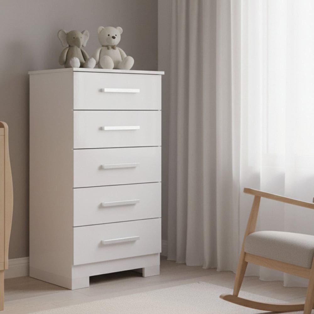 Cômoda para Quarto 5 Gavetas em Mdp Carol Branco