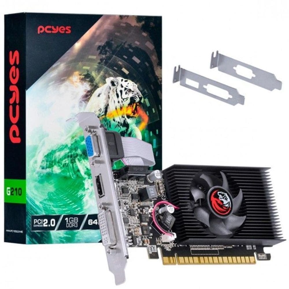 Placa de Vídeo Pcyes NVIDIA GeForce G 210 1 GB DDR3 - PVG2101GBR364LP