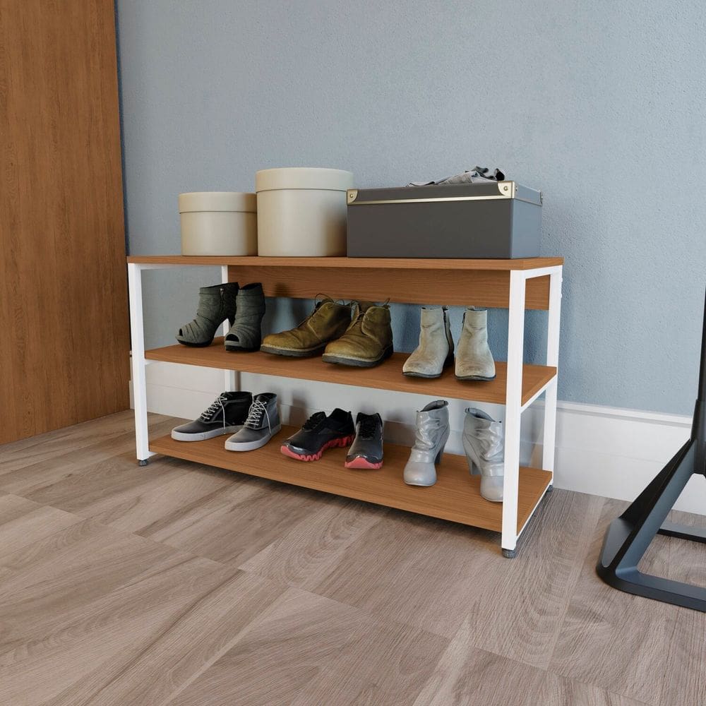 Sapateira para Quarto Kappesberg Industrial Canela/Branco