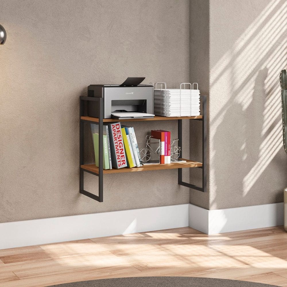 Nicho 2 Prateleiras Estrutura de Metal Kappesberg Industrial Canela/Preto Fosco