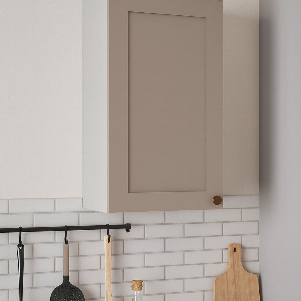 Armário Aéreo para Cozinha 1 Porta Americano Provençal 100% Mdf Iluminata Branco/Cinza