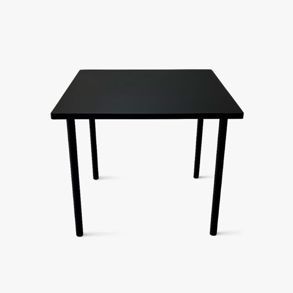 Mesa Ana Maria 90x90 cm Tampo Preto Pés em Aço Criativa