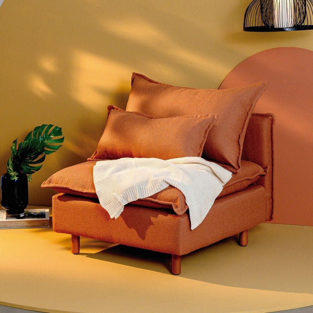 Sofá Modular com Encosto Pé Madeira Sôma Cabecasa Madeiramadeira Mocha Mousse