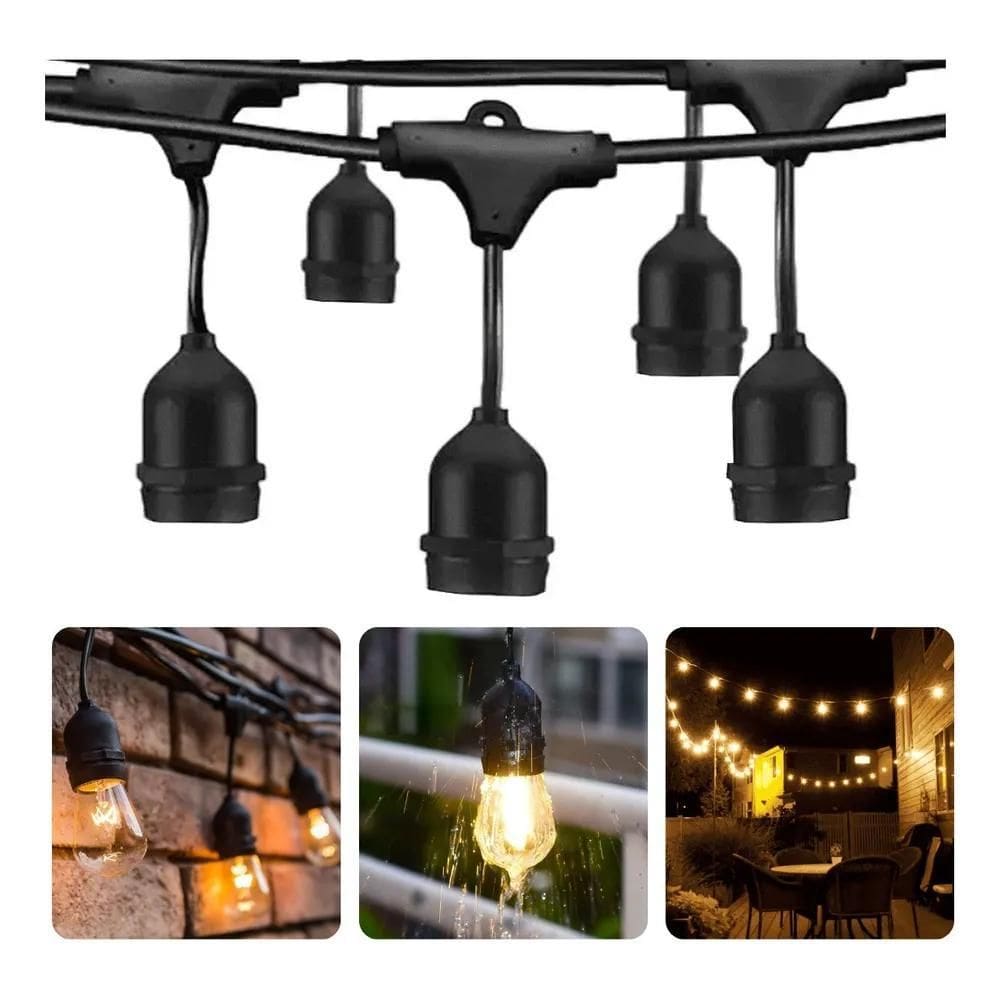 10X Varal De Luzes Para Área Interna E Externa 10 Soquetes