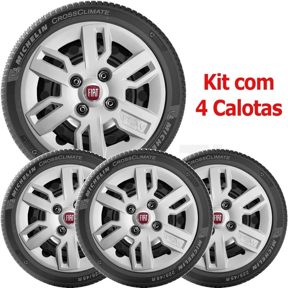 4X Calota Fiat Uno Way Aro 13 Emblema 227Cb
