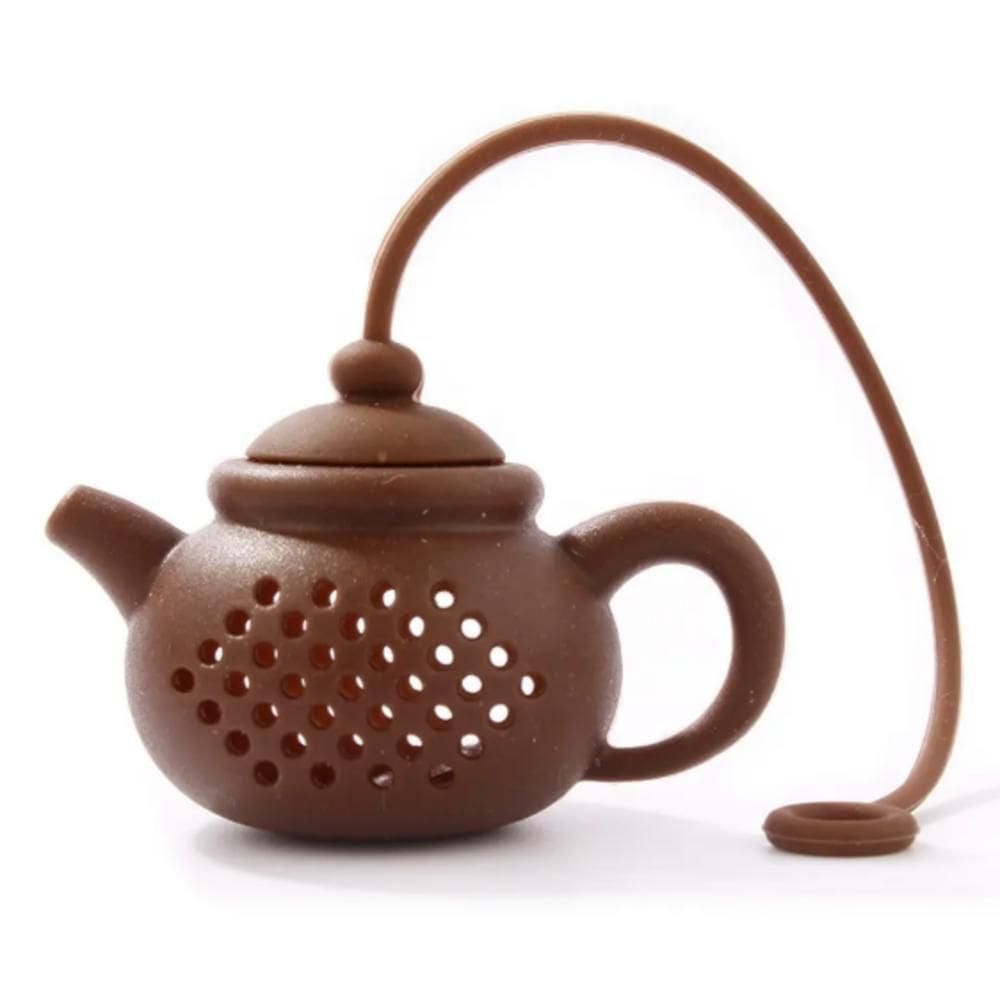 Infusor Cha Mini Formato Bule Peneira Filtro Silicone Cesto Coador Premium