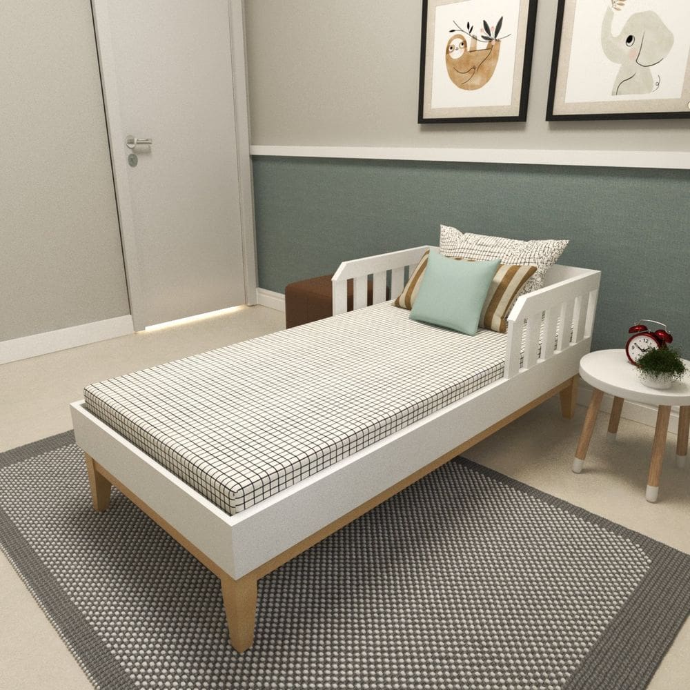 Cama Infantil com Pés em Pinus Milou Branco