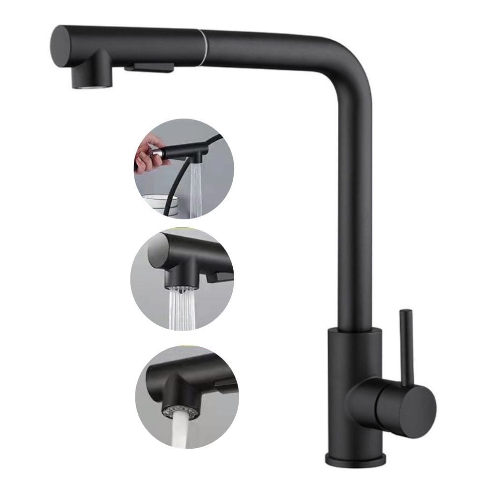 Torneira Cozinha Monocomando Gourmet Inox 304 Preto Fosco