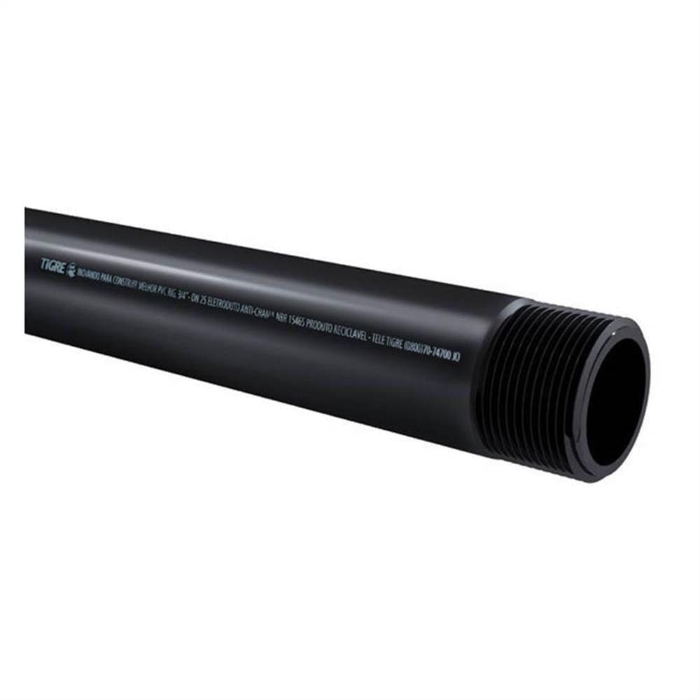 Eletroduto Roscável Pvc 1”” Com 3 Metros Preto - 14021906 - Tigre Eletroduto Rosc.pvc Preto 1” Anti Chamas Tigre