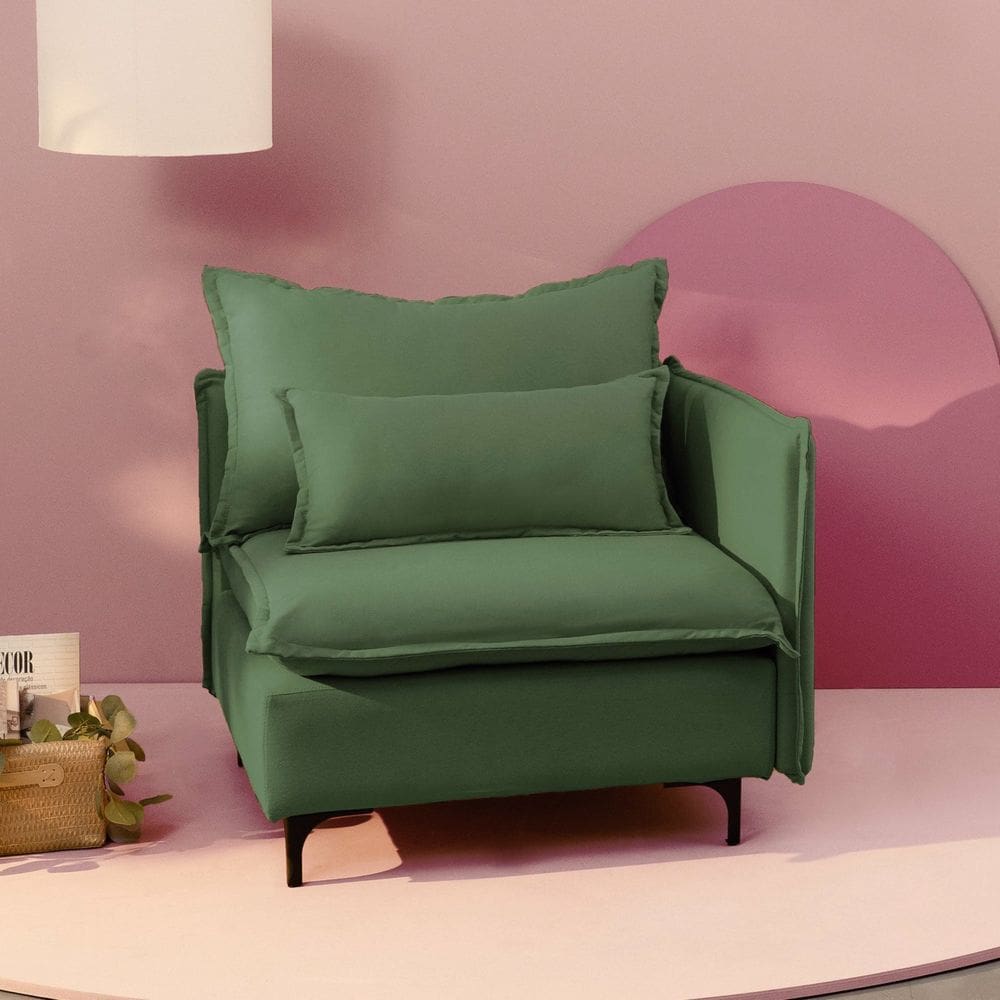 Sofá Modular Braço Lateral Com Pé Metal Sôma CabeCasa MadeiraMadeira Verde
