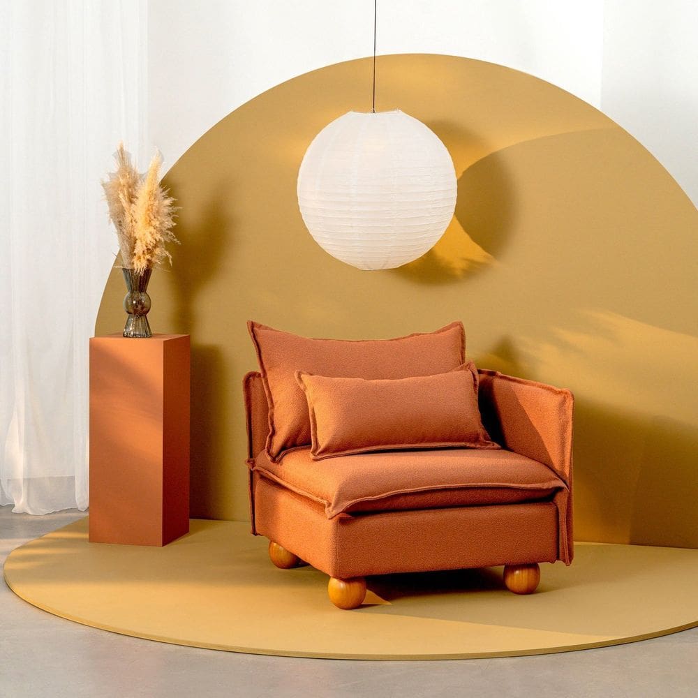 Sofá Modular Braço Lateral Com Pé Bolinha Sôma CabeCasa MadeiraMadeira Mocha Mousse