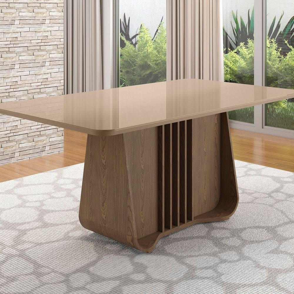 Mesa para Sala de Jantar 6 Lugares Harpa Carvalho/Cinza