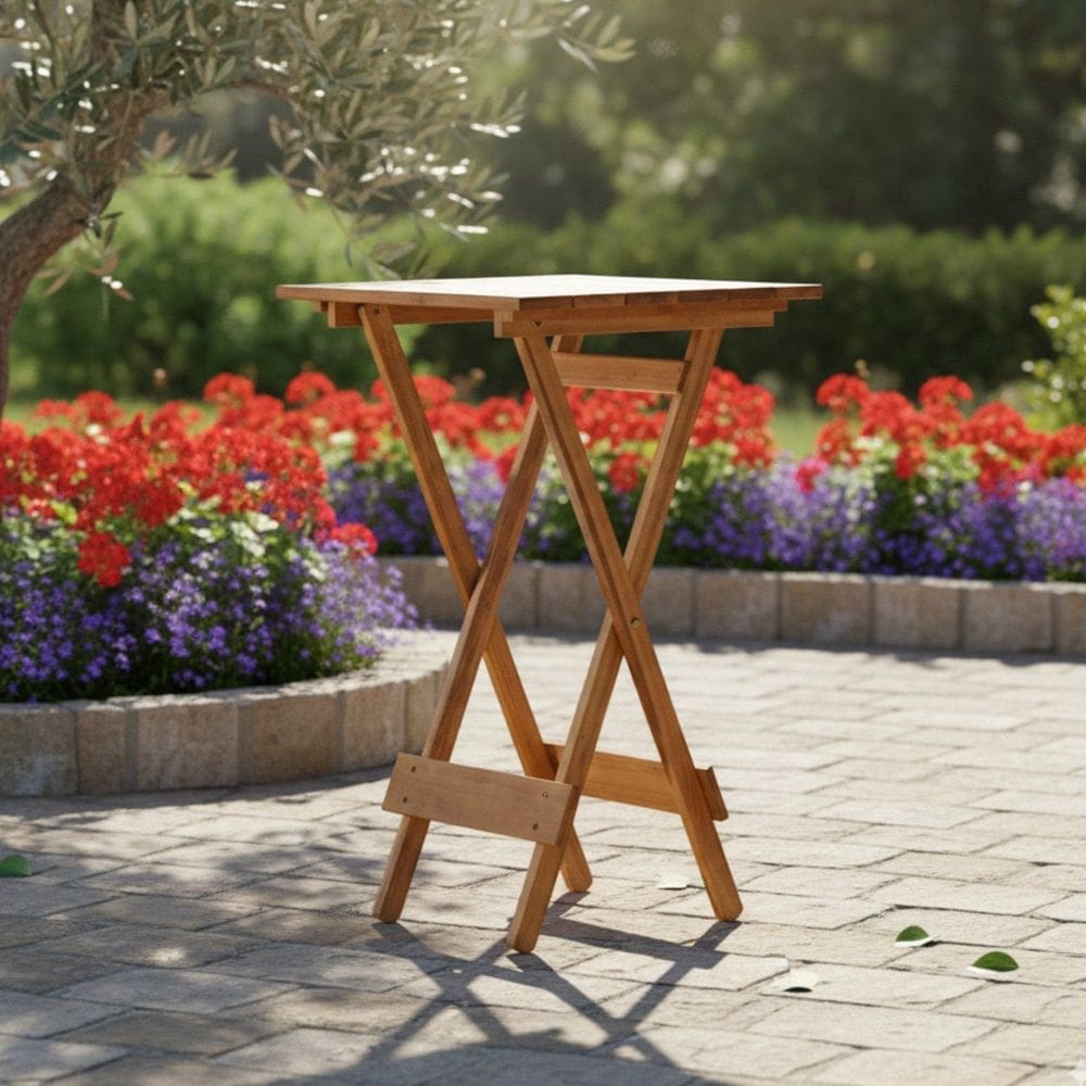 Mesa para Jardim Bistrô Dobrável Verniz Marrom