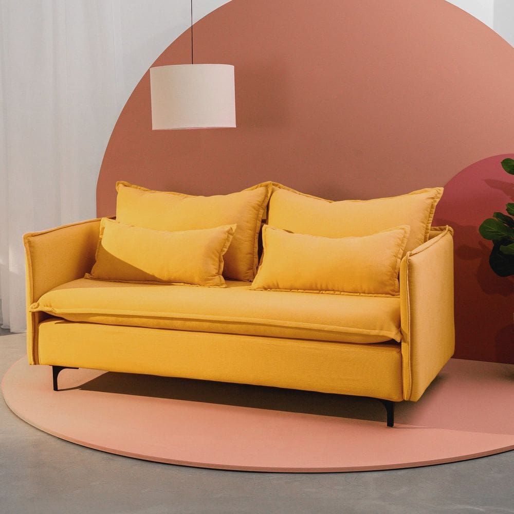 Sofá Modular 2 Lugares Pé Metal Sôma Cabecasa Madeiramadeira Mostarda