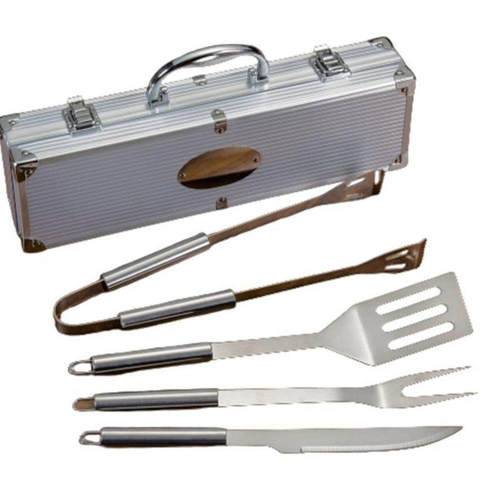Kit Para Churrasco 4 Peças Com Maleta