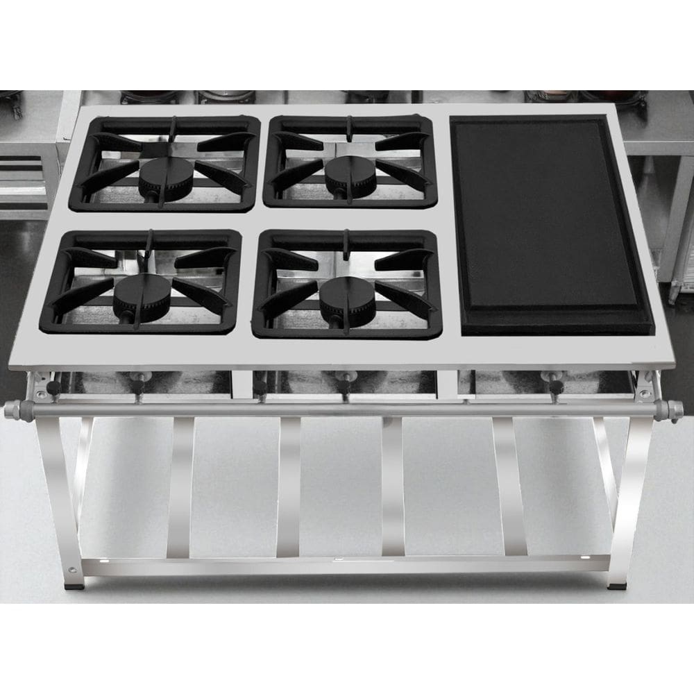 Fogão Industrial 4 Bocas com Chapa Ap P5 em Aço Inox Leona