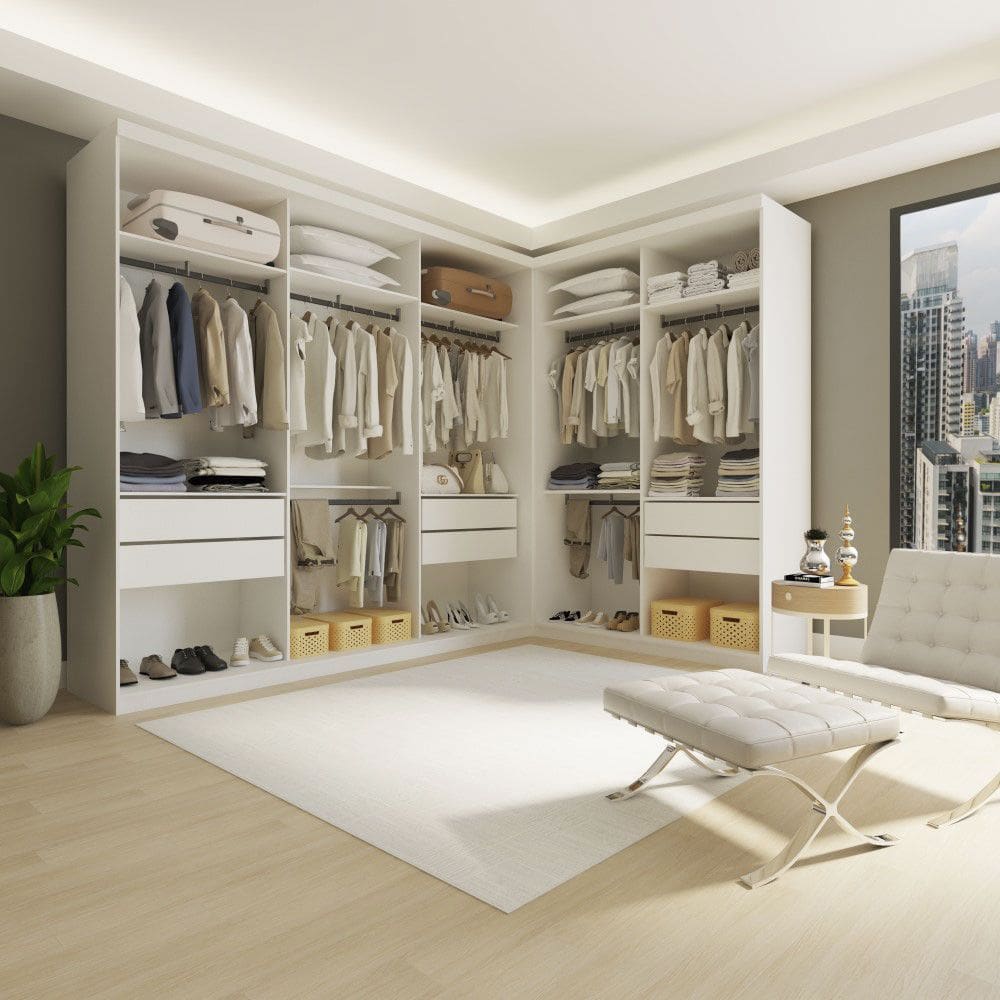 Closet Casal França sem Portas 2 Módulos 6 Gavetas Minastex