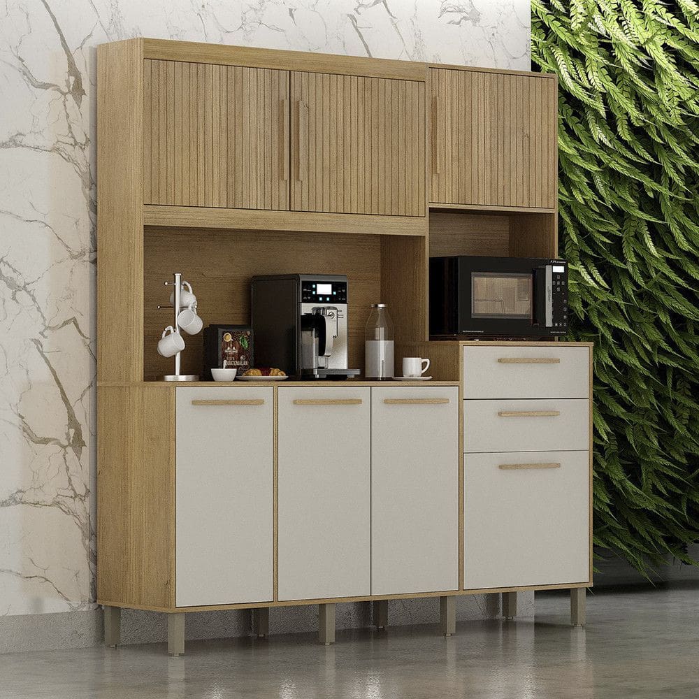 Armário de Cozinha 7 Portas 2 Gavetas Quartzo Valdemóveis