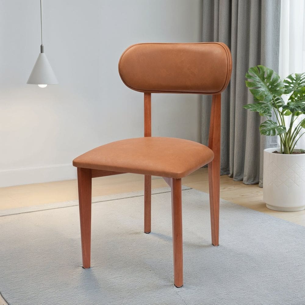 Kit 4 Cadeiras de Madeira Maciça e Estofada Liz Espresso Móveis imbuia/Conhaque