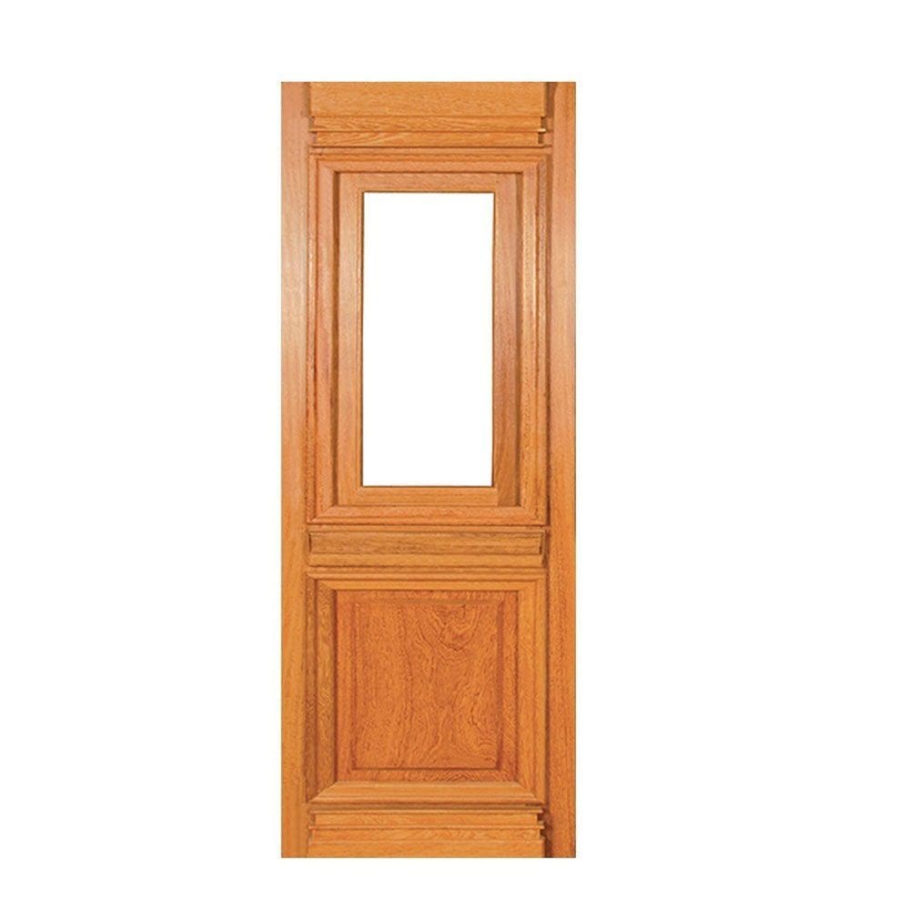 Porta de Madeira Maciça Tauari 210x82x3,3 Moldura e Detalhes Grade Jomadi Natural
