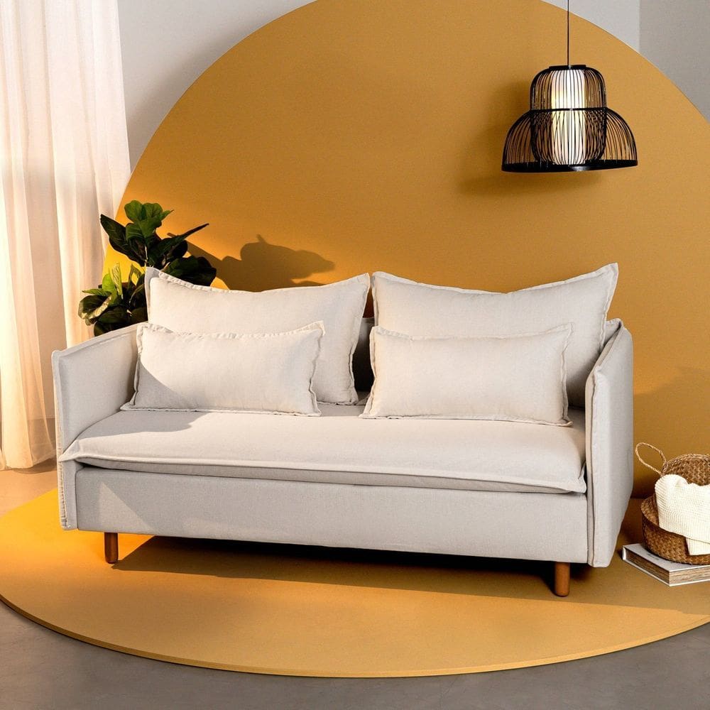 Sofá Modular 2 Lugares Pé Madeira Sôma Cabecasa Madeiramadeira Linho Natural