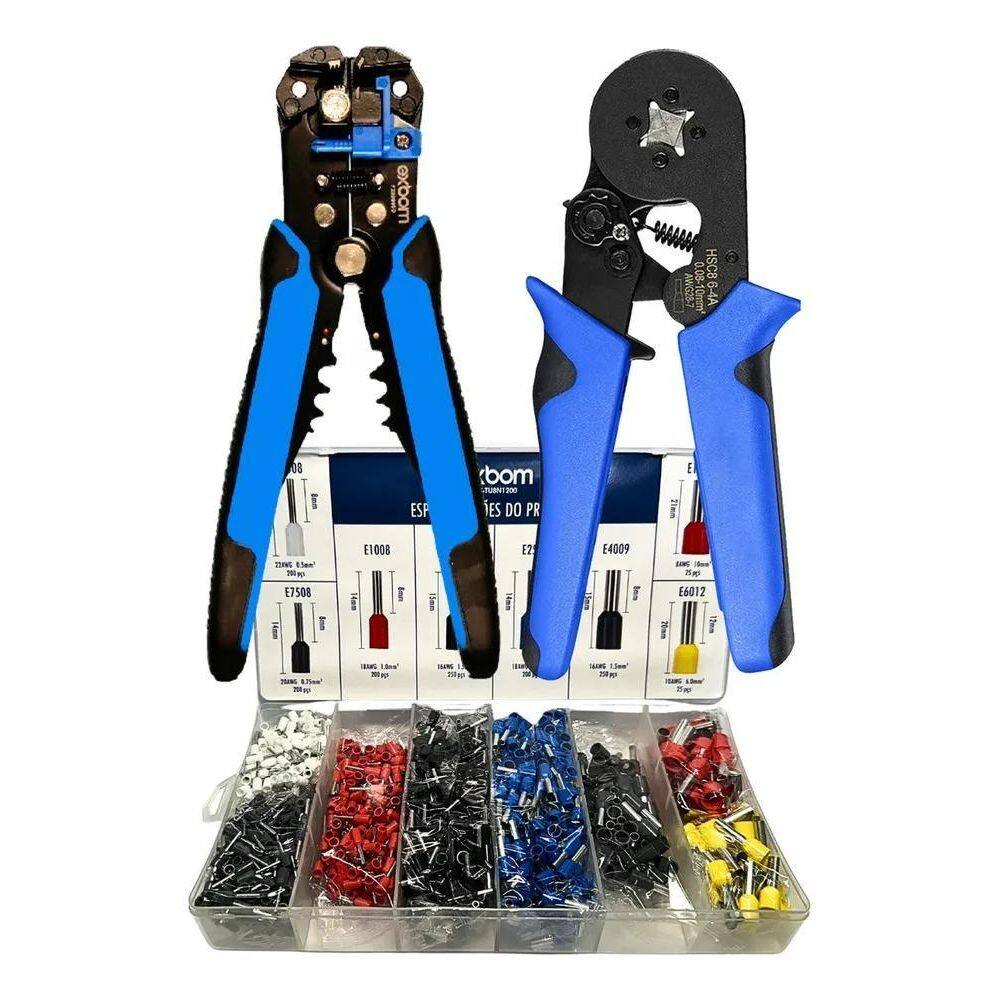 10X Kit Alicate Crimpar Terminal Decapador De Fio 1200 Term